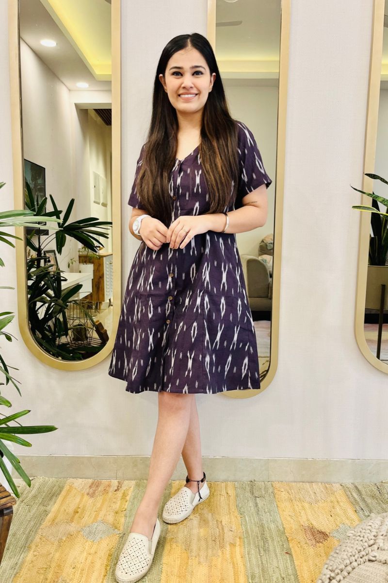 AUBERGINE IKAT SHIRT DRESS