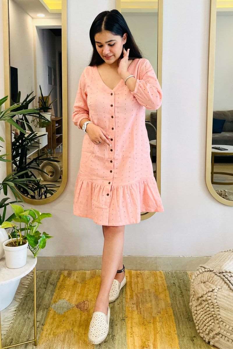 BLUSH SCHIFFLI SHIRT DRESS