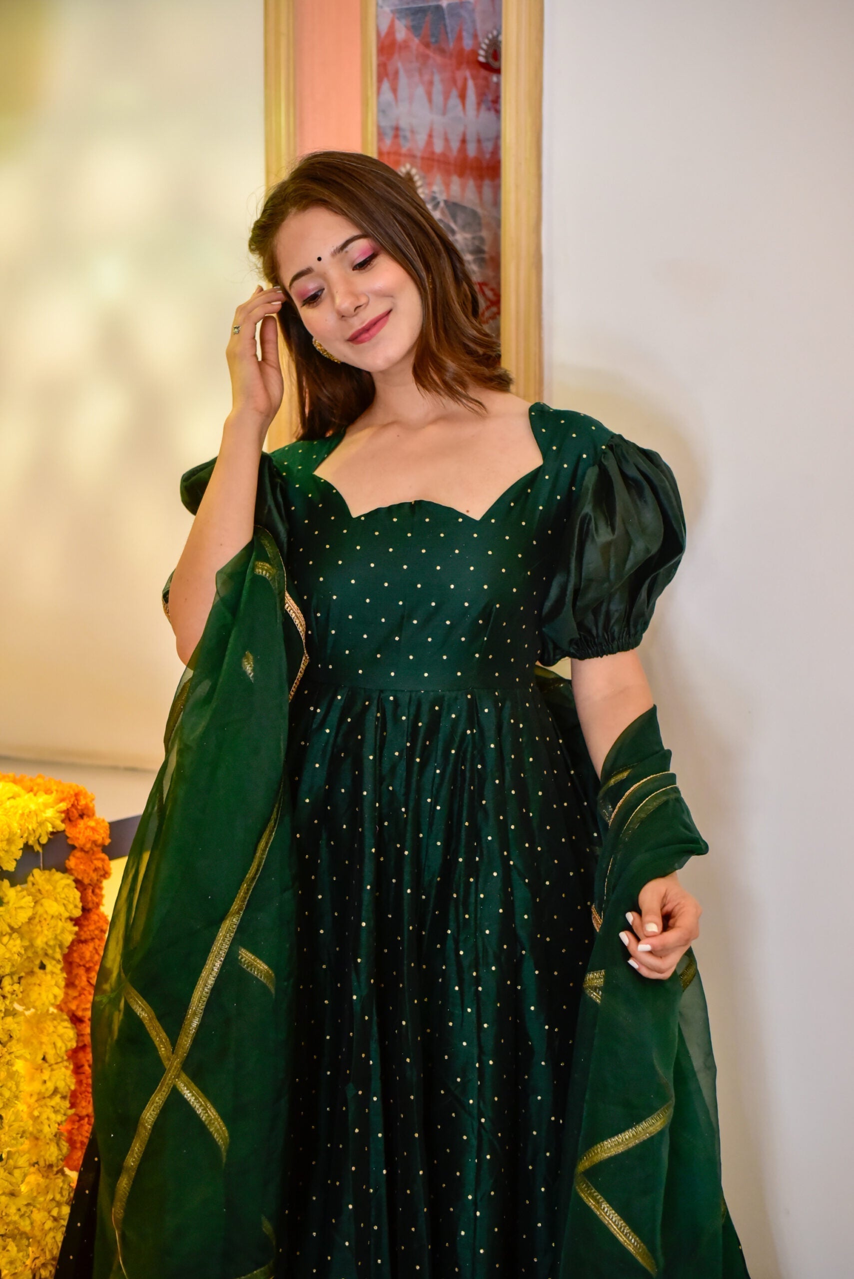 kashish green chanderi suit set