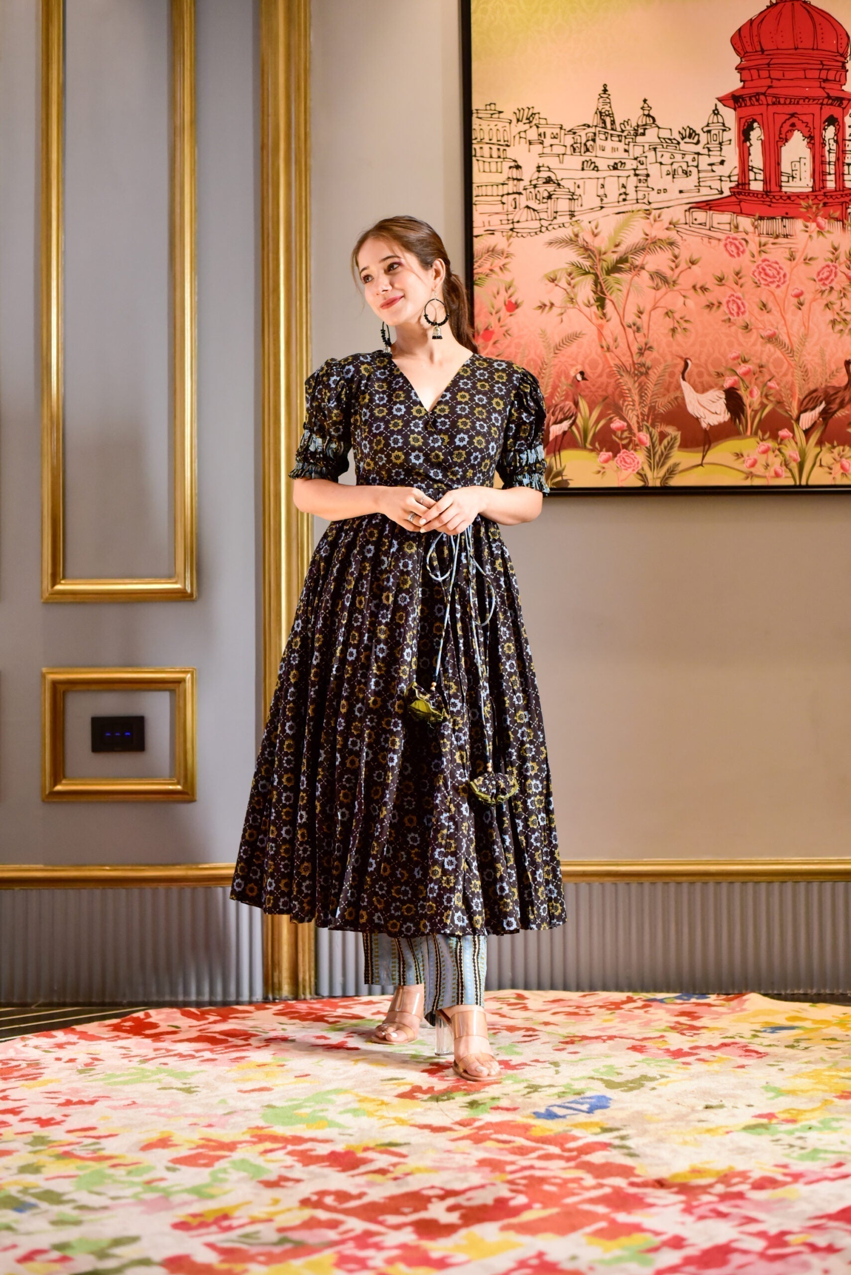 black herbal cotton suit set