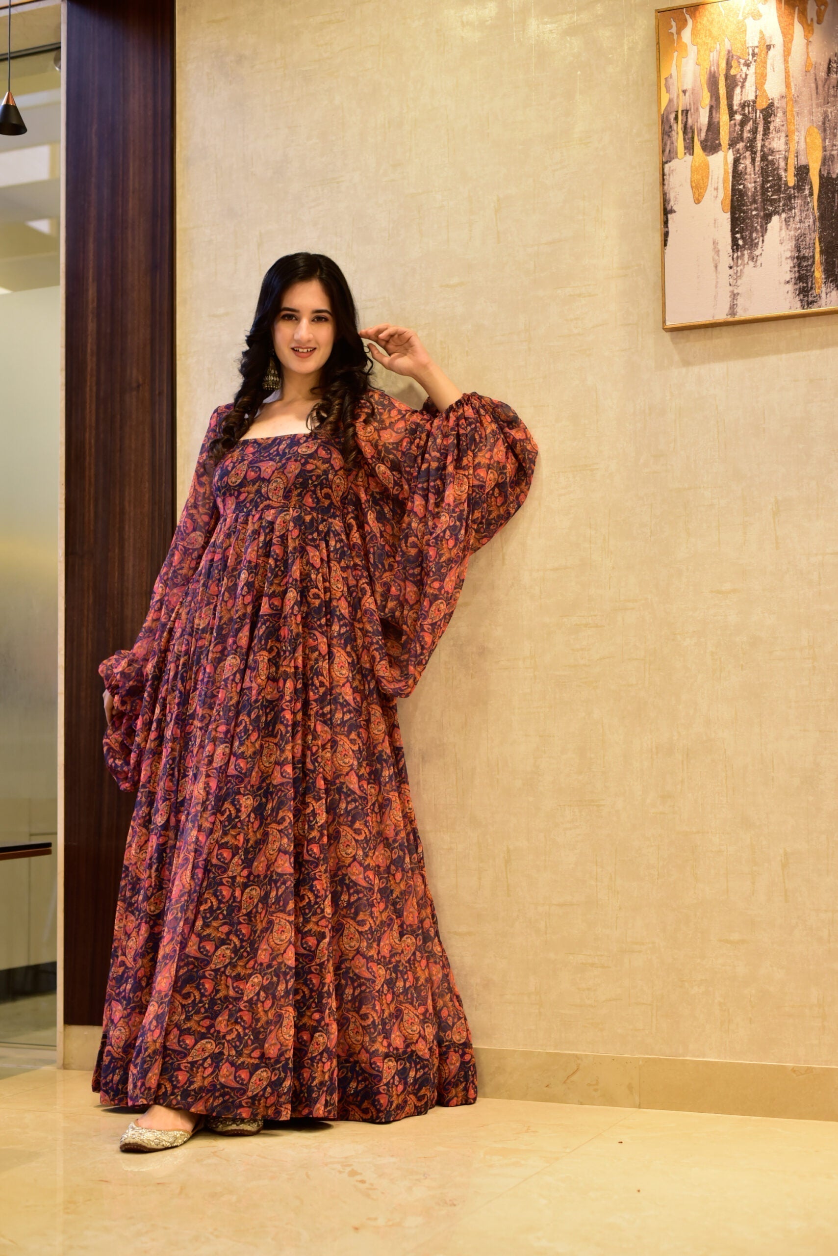 alisha blue georgette dress