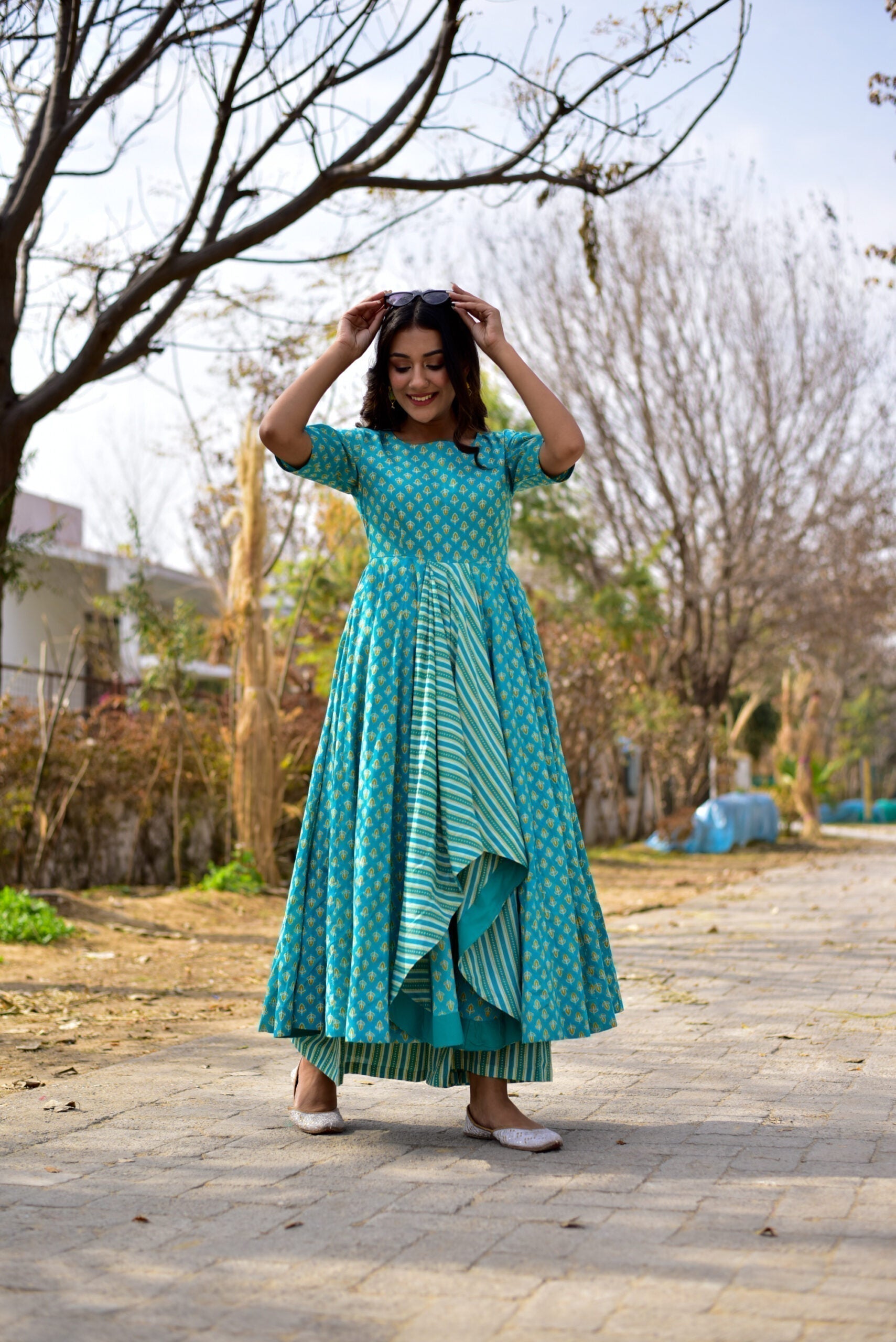 blue blossom kurta palazzo