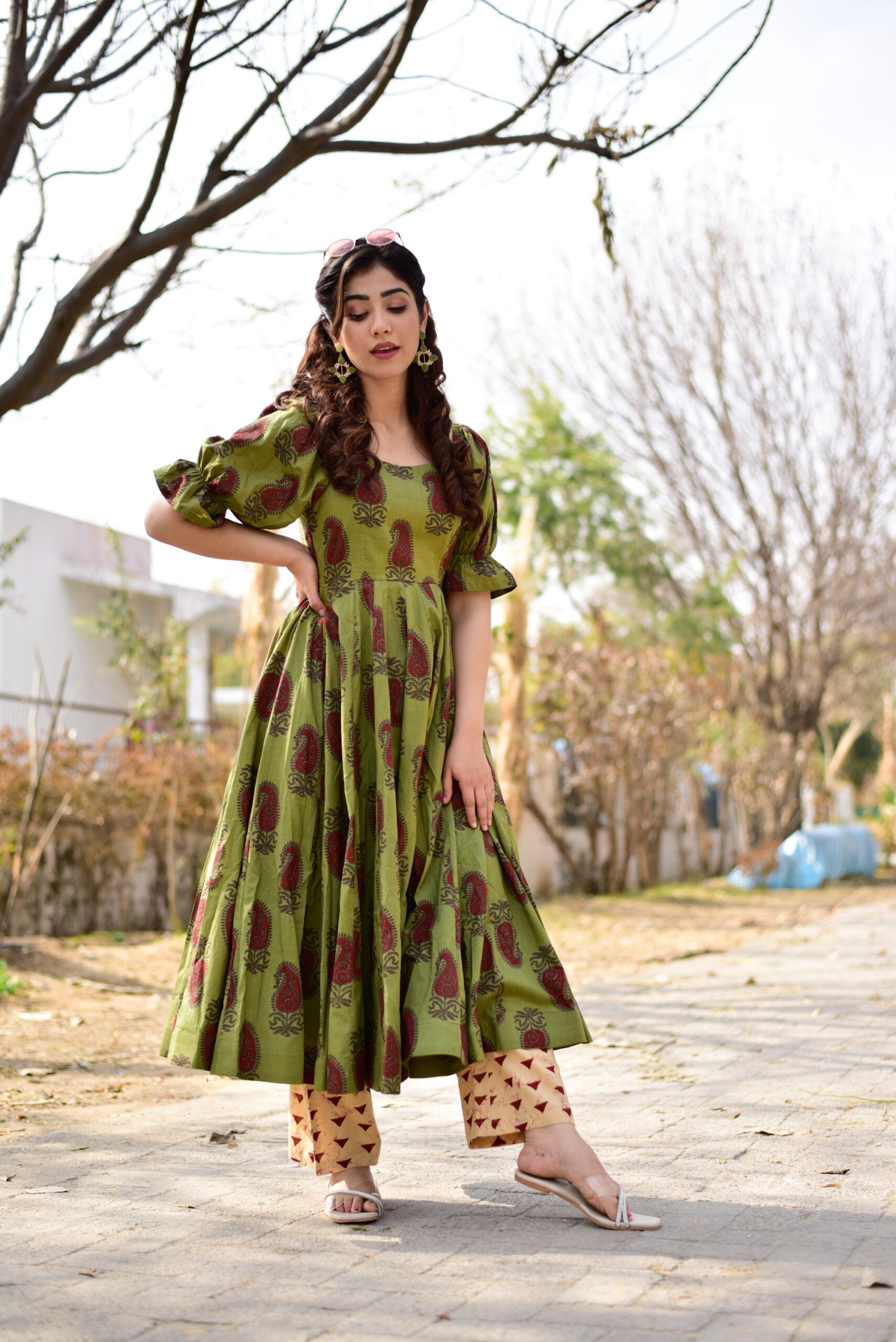 delicate green kurta set