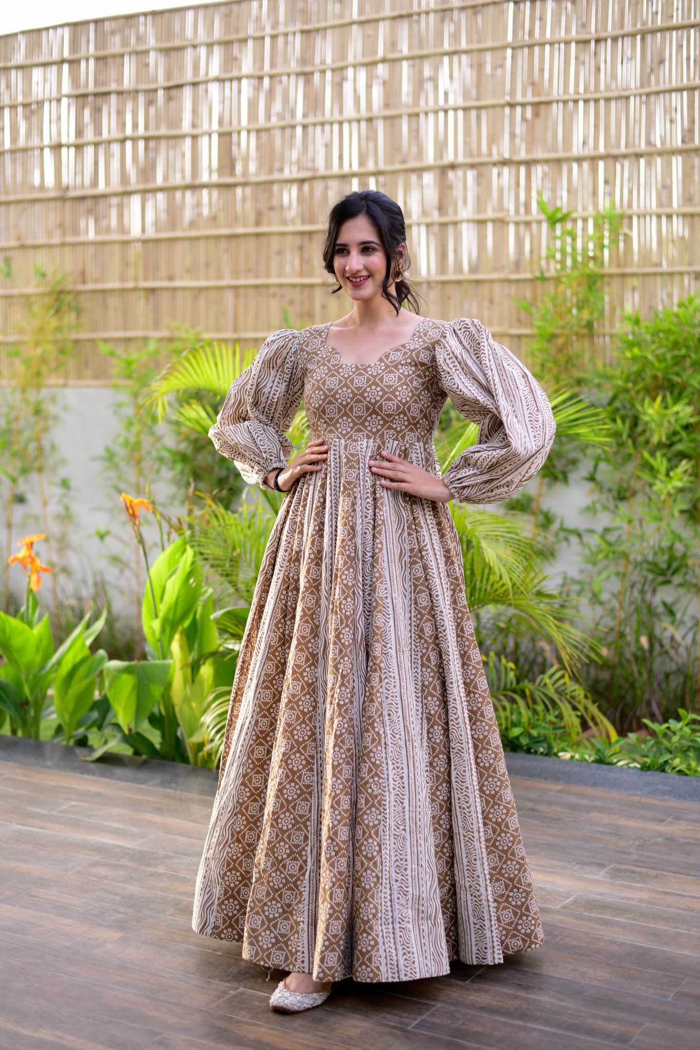 kalki brown cotton maxi