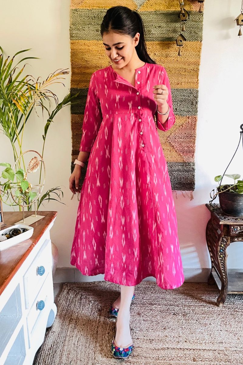 BOUGAINVILLEA IKAT ANGRAKHA DRESS