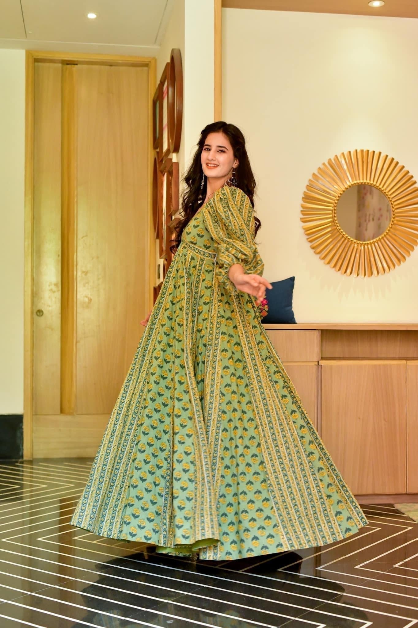 hazel green cotton maxi set