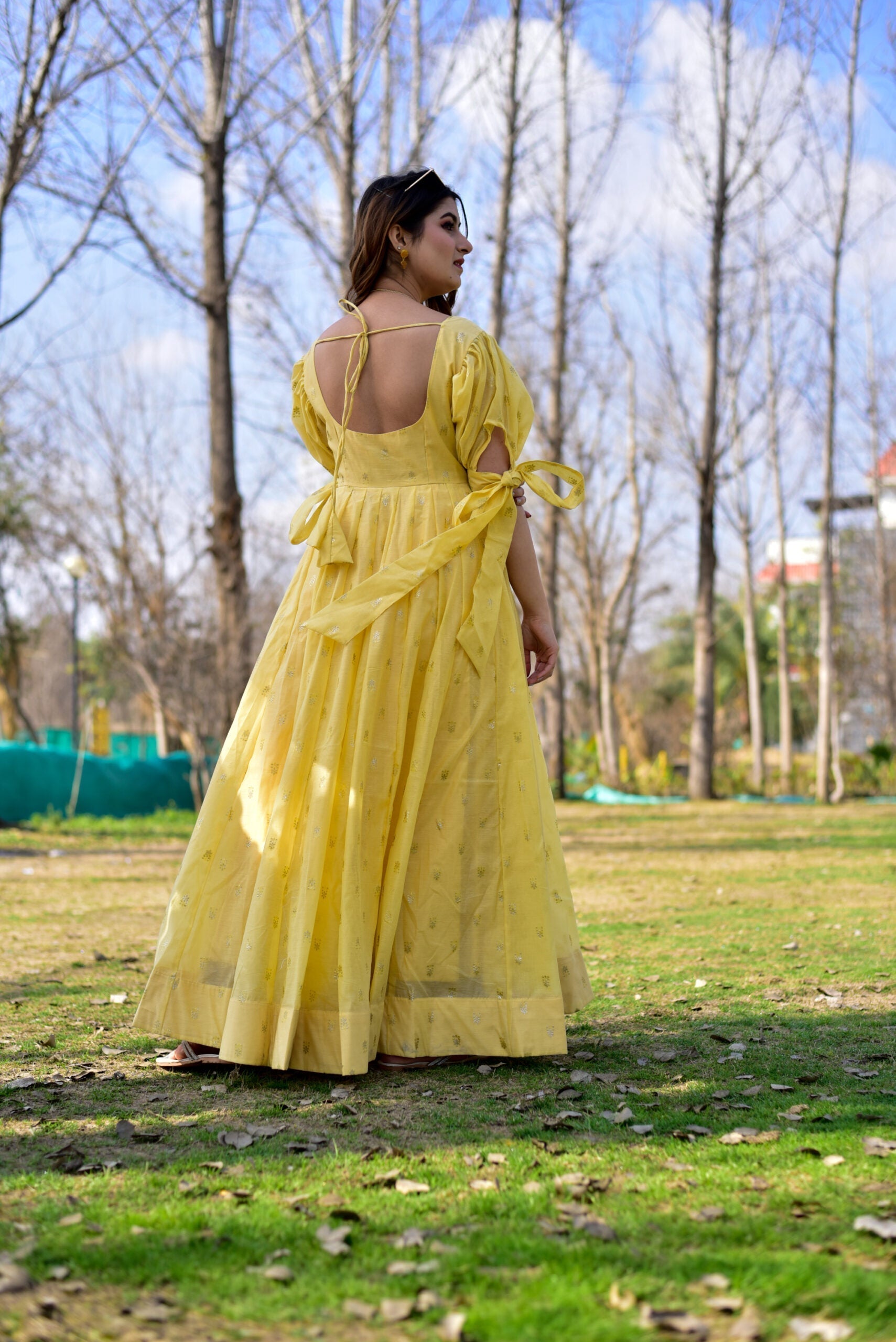 farzana yellow chanderi dress